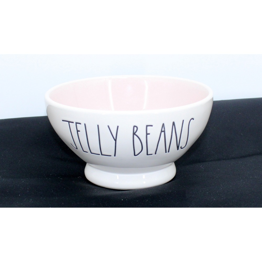Rae Dunn Artisan Collection White Pink Jelly Beans Ceramic Candy Dish Bowl
